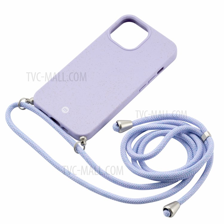 MOMAX ML Anti-drop Full Protective Phone Cover PLA Biodegradable Phone Case with Lanyard for iPhone 13 6.1 inch - Purple-2