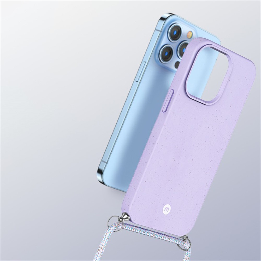 MOMAX ML PLA Biodegradable Phone Case Anti-drop Full Protective Phone Cover with Lanyard for iPhone 13 Pro Max 6.7 inch - Purple-5