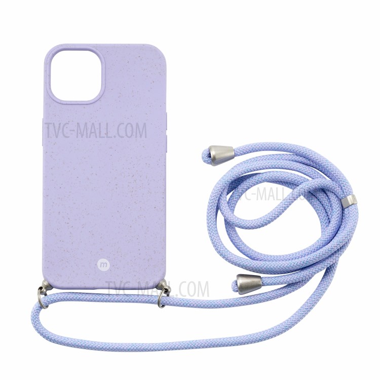 MOMAX ML PLA Biodegradable Phone Case Anti-drop Full Protective Phone Cover with Lanyard for iPhone 13 Pro 6.1 inch - Purple-1