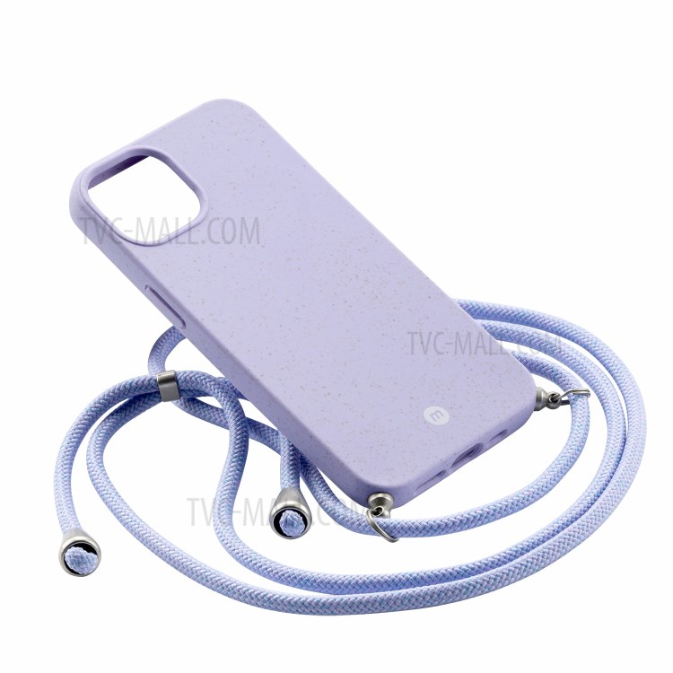 MOMAX ML PLA Biodegradable Phone Case Anti-drop Full Protective Phone Cover with Lanyard for iPhone 13 Pro 6.1 inch - Purple-3