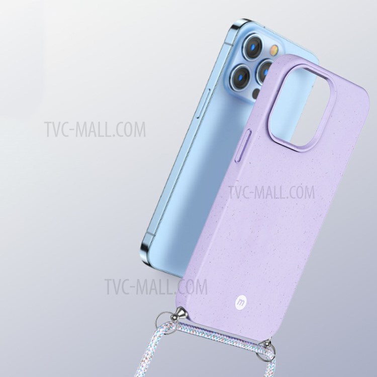 MOMAX ML PLA Biodegradable Phone Case Anti-drop Full Protective Phone Cover with Lanyard for iPhone 13 Pro 6.1 inch - Purple-5