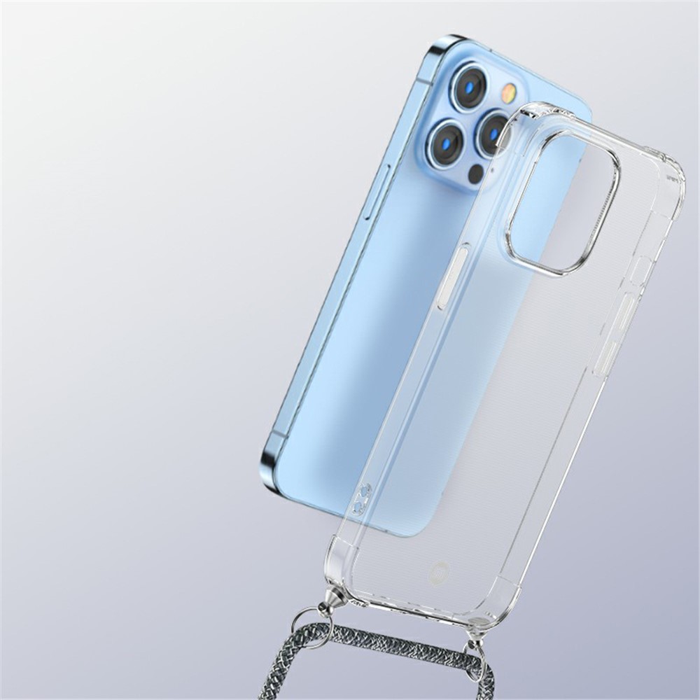 MOMAX ML TPU Anti-drop Phone Case Full Protective Phone Cover with Lanyard for iPhone 13 Pro Max 6.7 inch - Transparent-4