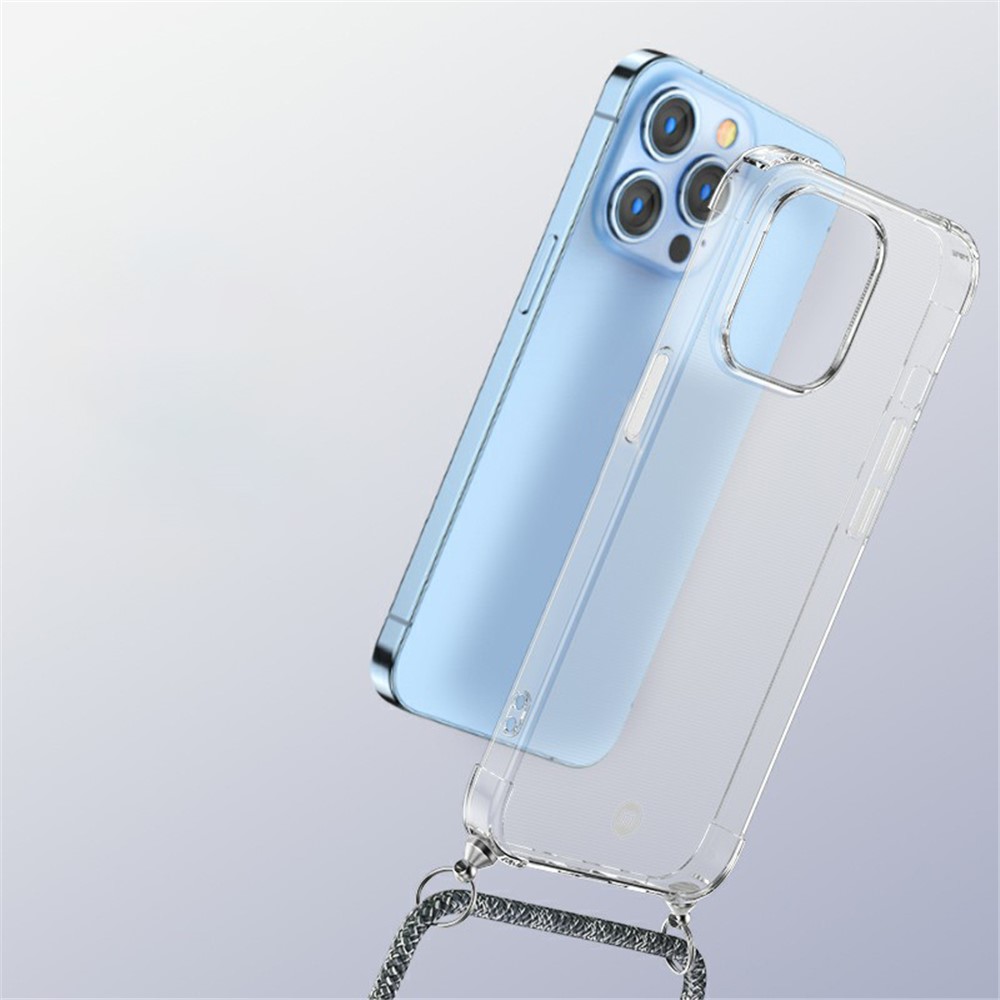 MOMAX ML Anti-drop Full Protective Phone Cover TPU Phone Case with Lanyard for iPhone 13 6.1 inch - Transparent-4