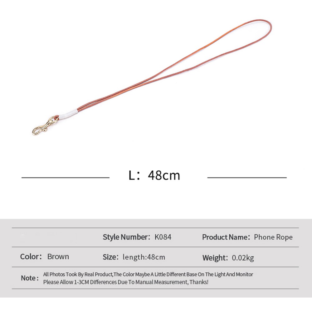 K084 Lightweight Neck Strap Genuine Leather Rope Neck Lanyard for Key ID Badge Holder, with Copper Clasp-10