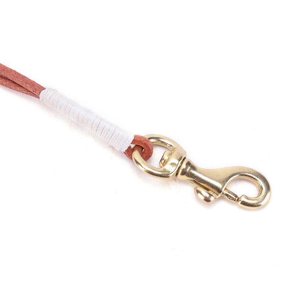 K084 Lightweight Neck Strap Genuine Leather Rope Neck Lanyard for Key ID Badge Holder, with Copper Clasp-5