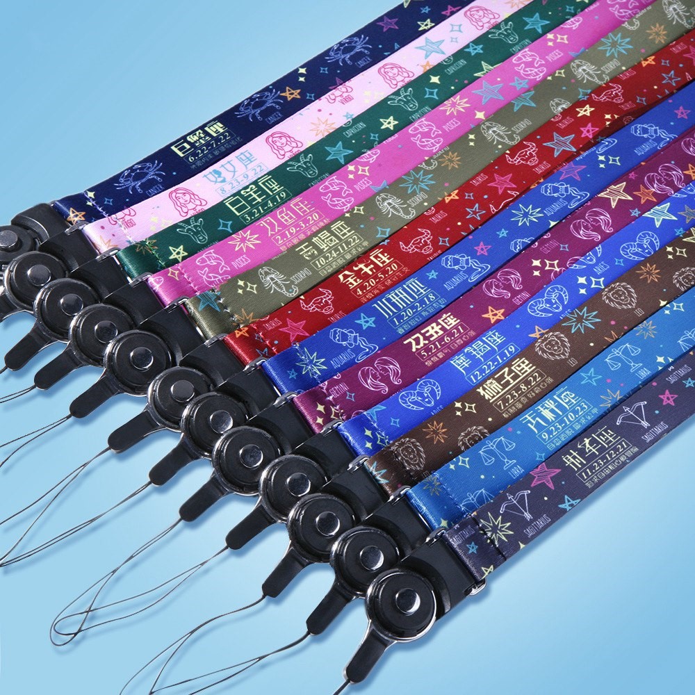 10Pcs / Pack 12 Constellations Cartoon Printed Rotating Buckle Lanyard Detachable Mobile Phone Name Tag Neck Strap - Taurus-6