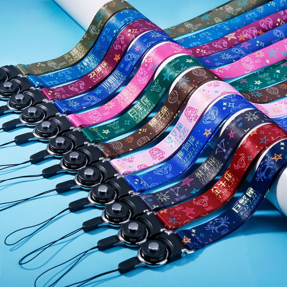 10Pcs / Pack 12 Constellations Cartoon Printed Rotating Buckle Lanyard Detachable Mobile Phone Name Tag Neck Strap - Taurus-7