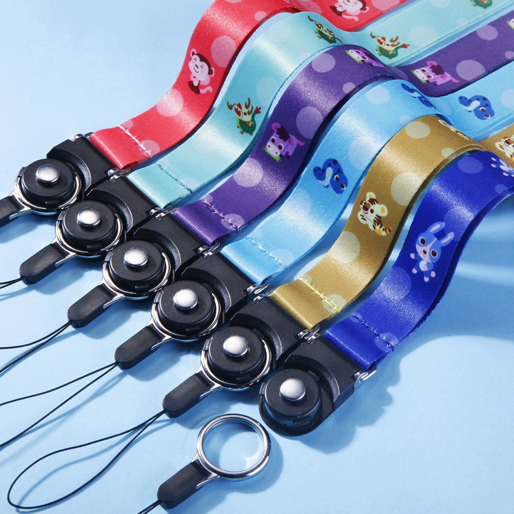 10Pcs / Pack Chinese Zodiac Printed Detachable Finger Ring Rope Rotating Buckle Lanyard Mobile Phone Name Tag Neck Strap - Rabbit-2