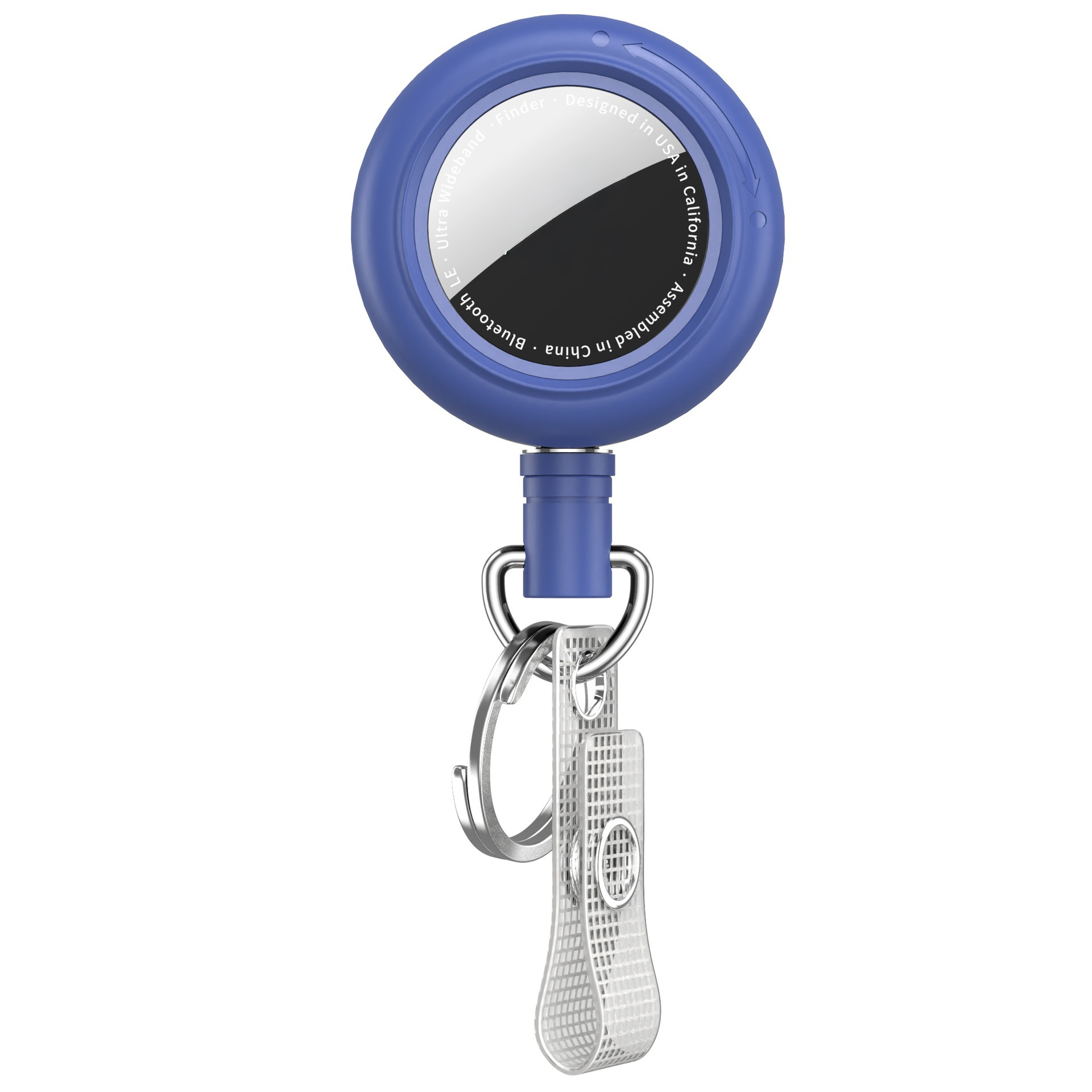 For AirTag / AirTag (2nd Generation) Protective Case Anti Scratch Silicone Cover with Retractable Cord and Belt Clip - Blue