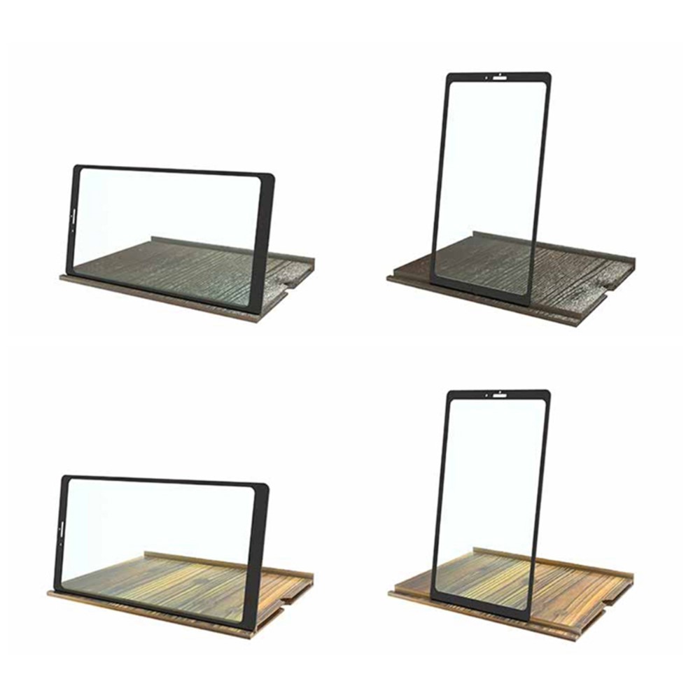 12 inch Mobile Phone Adjustable Screen Magnifier 3X 4X Bracket Acrylic Lens Log Magnifying Glass - Coffee Wood Grain-7