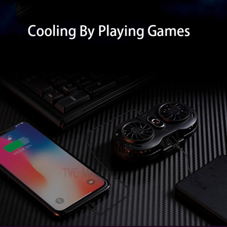 AH-102 Mobile Phone Cooler 2 Fan Holder Cooling Pad Gamepad Game Gaming Shooter Mute Radiator - Black-5