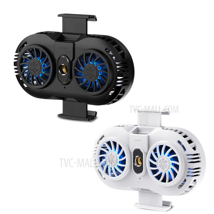 AH-102 Refroidisseur De Téléphone Mobile 2 Porte-garniture De Refroidissement Du Ventilateur De Jeu De Tir De Jeu Manette Radiateur Muet - Noir-7