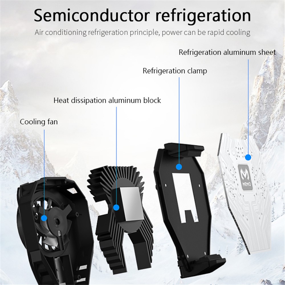 MEMO DL06 Lightweight Cell Phone Radiator Portable Mobile Phone Cooler Cooling Fan for Playing Games Watching Videos - Black-10