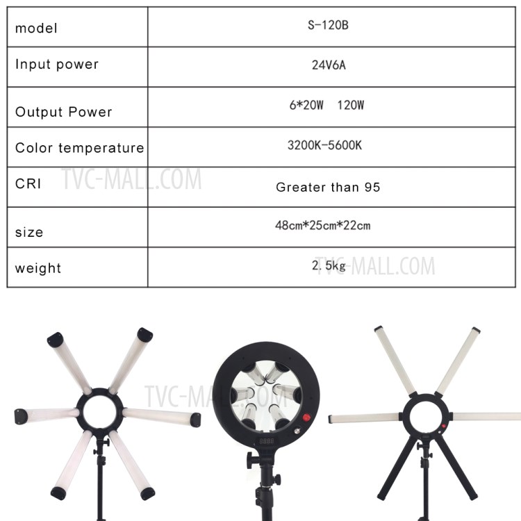 BX-36 Detachable Light Bars 120W Dimmable Bi-Color LED Ring Light with Stand-11