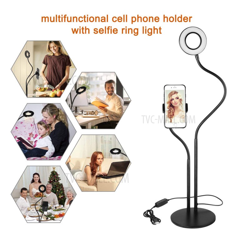 BX-02 Clip Style 12W 24-LED Ring Vlogging Photography Video Light with Flexible Arms and Phone Clamp-2