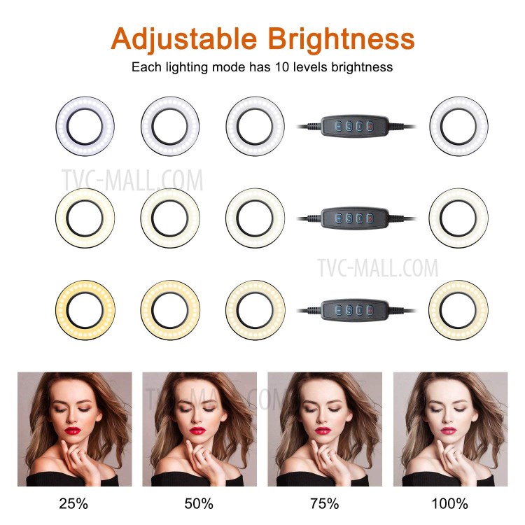 BX-02 Clip Style 12W 24-LED Ring Vlogging Photography Video Light with Flexible Arms and Phone Clamp-4