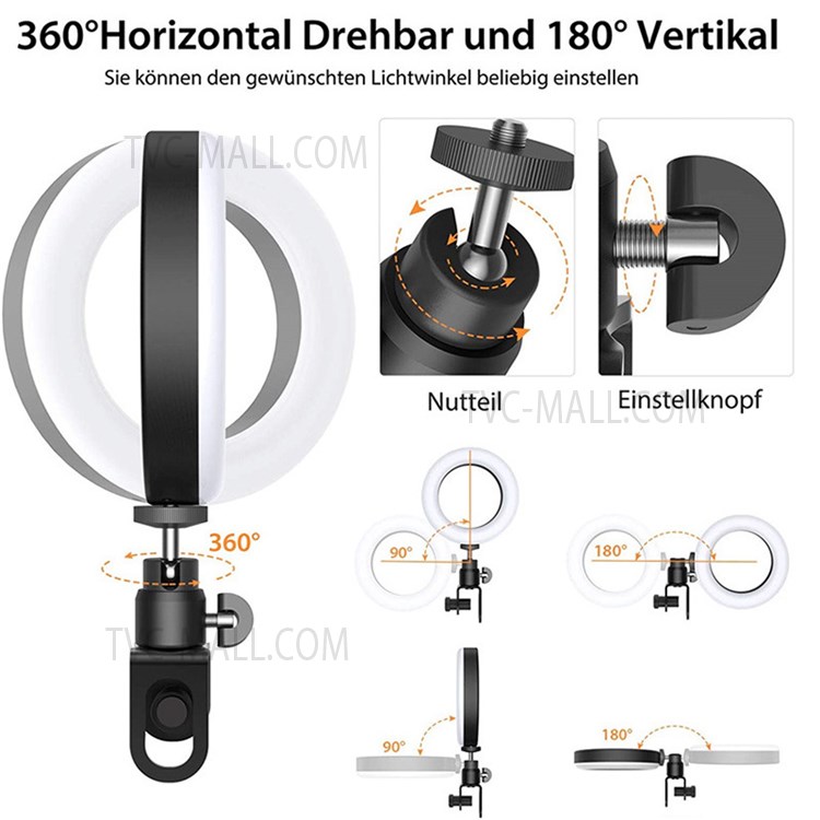 JY60 6 Inch USB Video Conference Lighting Rotating Selfie Ring Light for Webcam Online Teaching Live-stream Photography-7