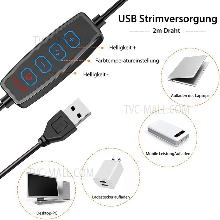 JY60 6 Inch USB Video Conference Lighting Rotating Selfie Ring Light for Webcam Online Teaching Live-stream Photography-8