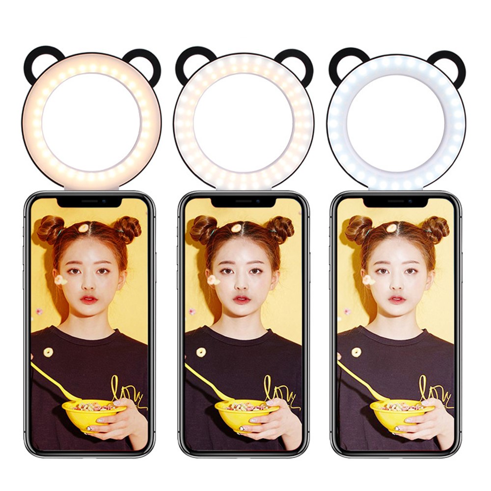 6 inch Cartoon Panda Design USB Ring Fill Light Live Streaming Desktop Photography Lamp with 2 Tripods-6