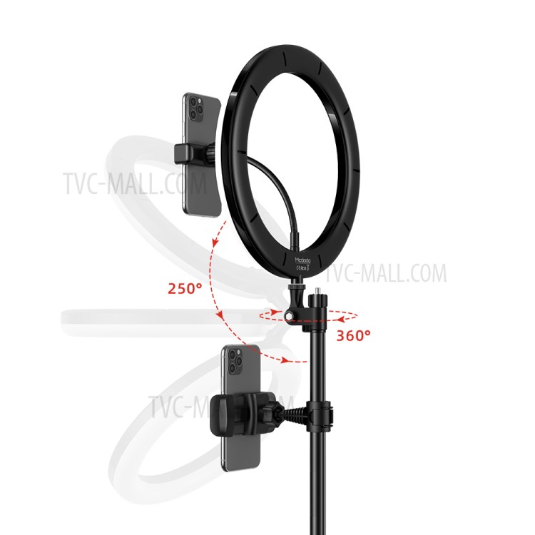 MCDODO TB-7970 Extendable Phone Tripod Stand Selfie Ring Light for Live Video - Black-3