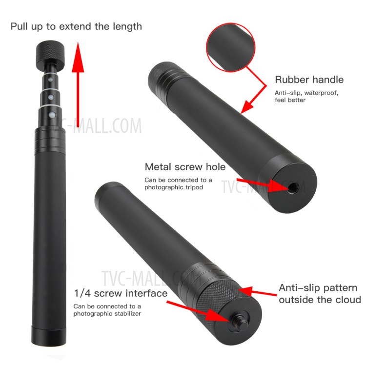RCSTQ Four-section Scalable Aluminum Alloy Selfie Stick Extension Rod for Osmo Pocket 1/2-19