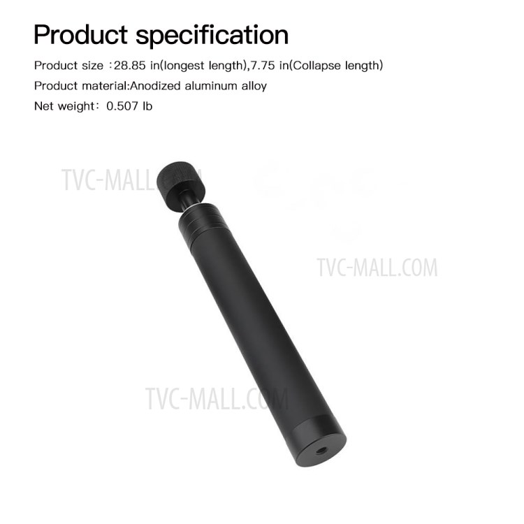 RCSTQ Four-section Scalable Aluminum Alloy Selfie Stick Extension Rod for Osmo Pocket 1/2-8