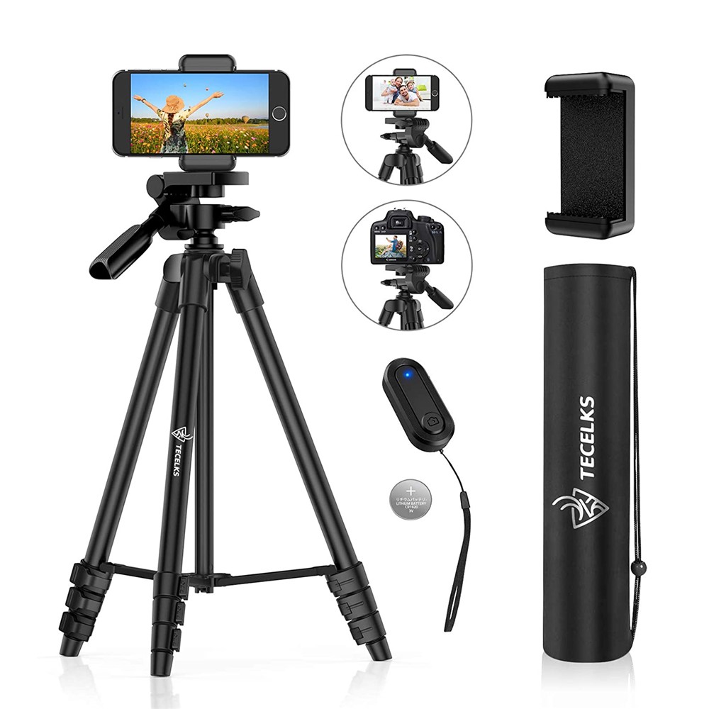 WONEW ZJ26 Height Adjustable Folding Tripod Stand with Phone Holder Bluetooth Remote Control-1