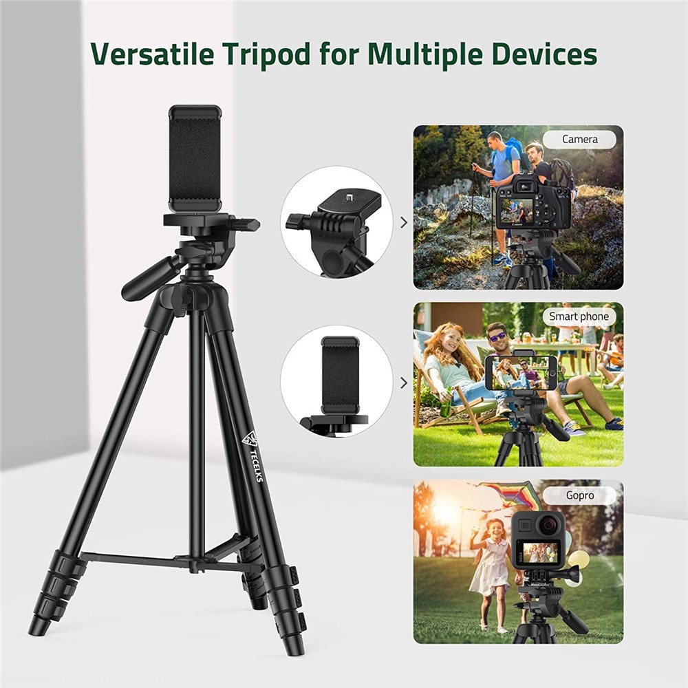 WONEW ZJ26 Height Adjustable Folding Tripod Stand with Phone Holder Bluetooth Remote Control-4
