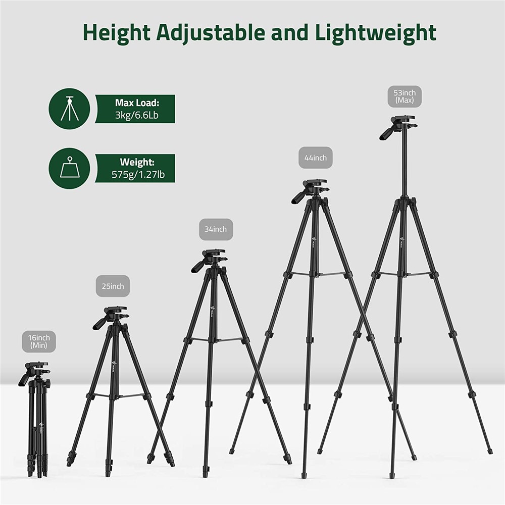 WONEW ZJ26 Height Adjustable Folding Tripod Stand with Phone Holder Bluetooth Remote Control-5