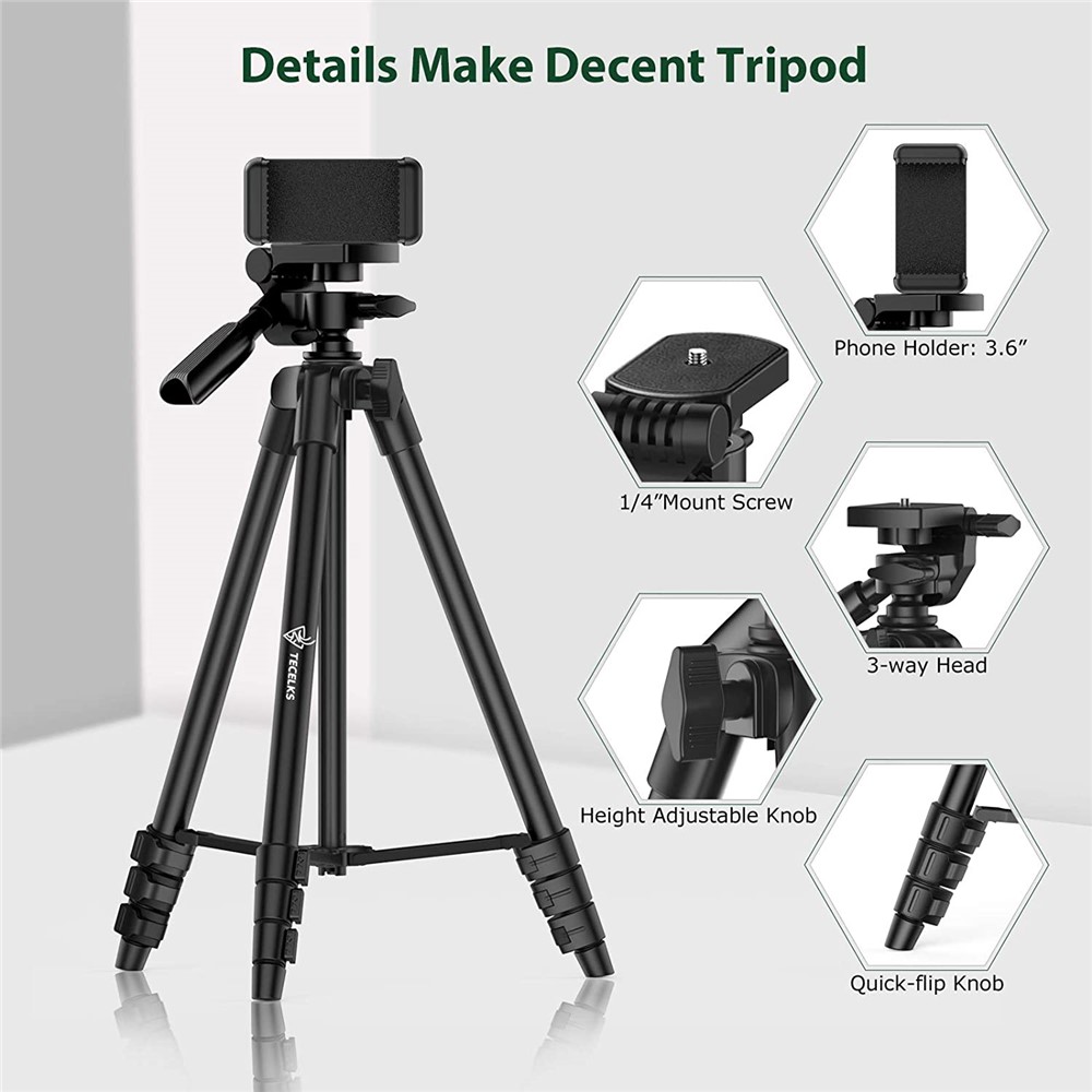 WONEW ZJ26 Height Adjustable Folding Tripod Stand with Phone Holder Bluetooth Remote Control-6