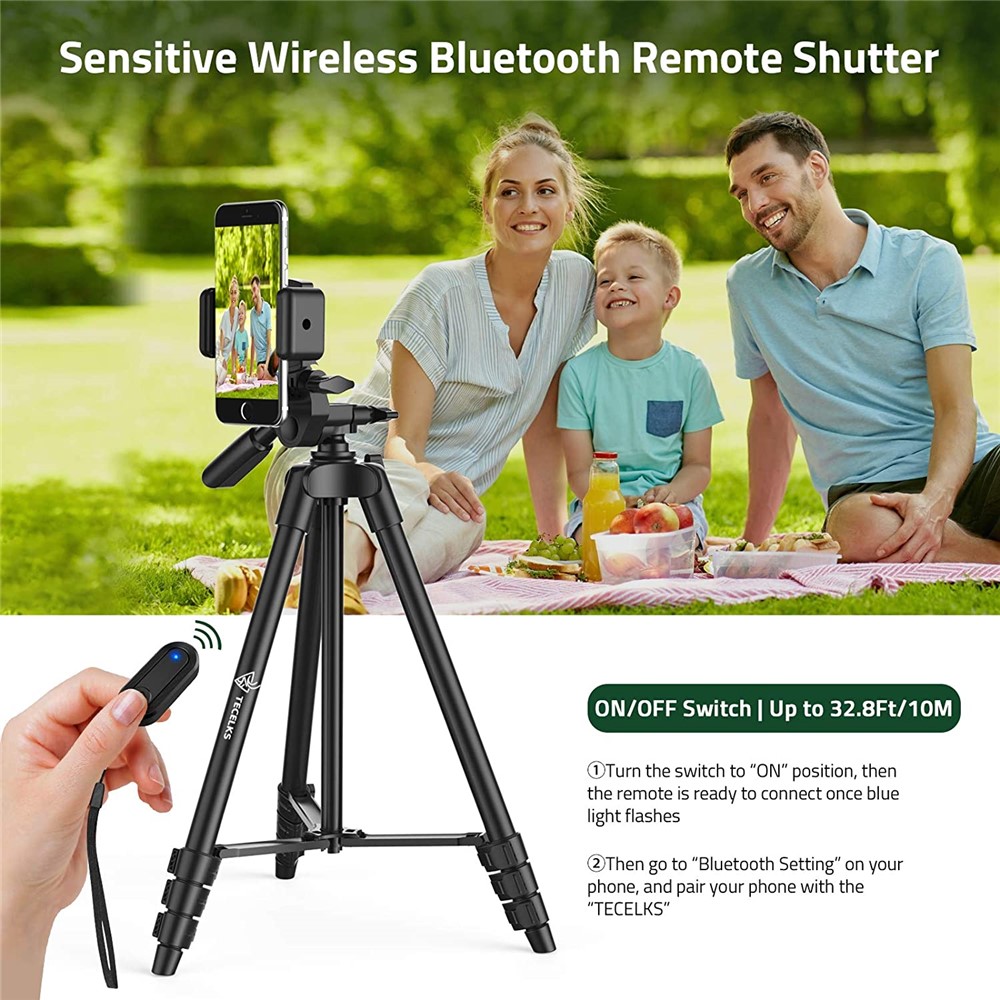 WONEW ZJ26 Height Adjustable Folding Tripod Stand with Phone Holder Bluetooth Remote Control-8