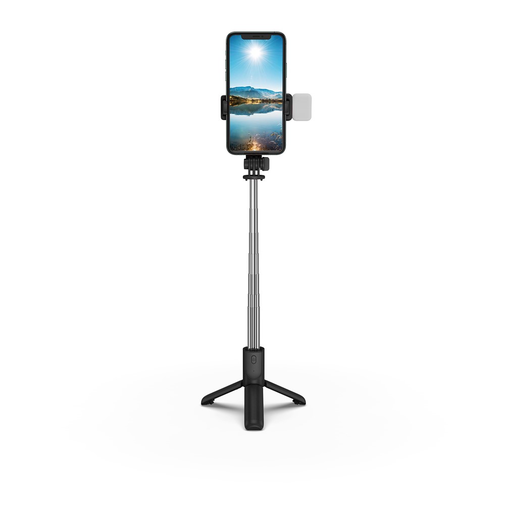 H8s Wireless Bluetooth Selfie Stick Foldable Mini Tripod Telescopic Monopod with Fill Light Remote Control for Smartphone - Black-8