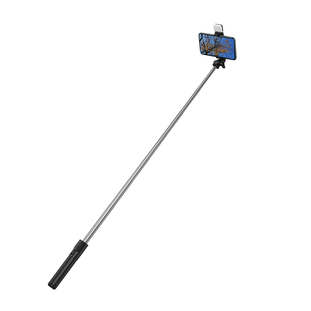 H1S 100cm Retractable Integrated Bluetooth Tripod Phone Holder Portable Adjustable Selfie Stick with Light - Black-3