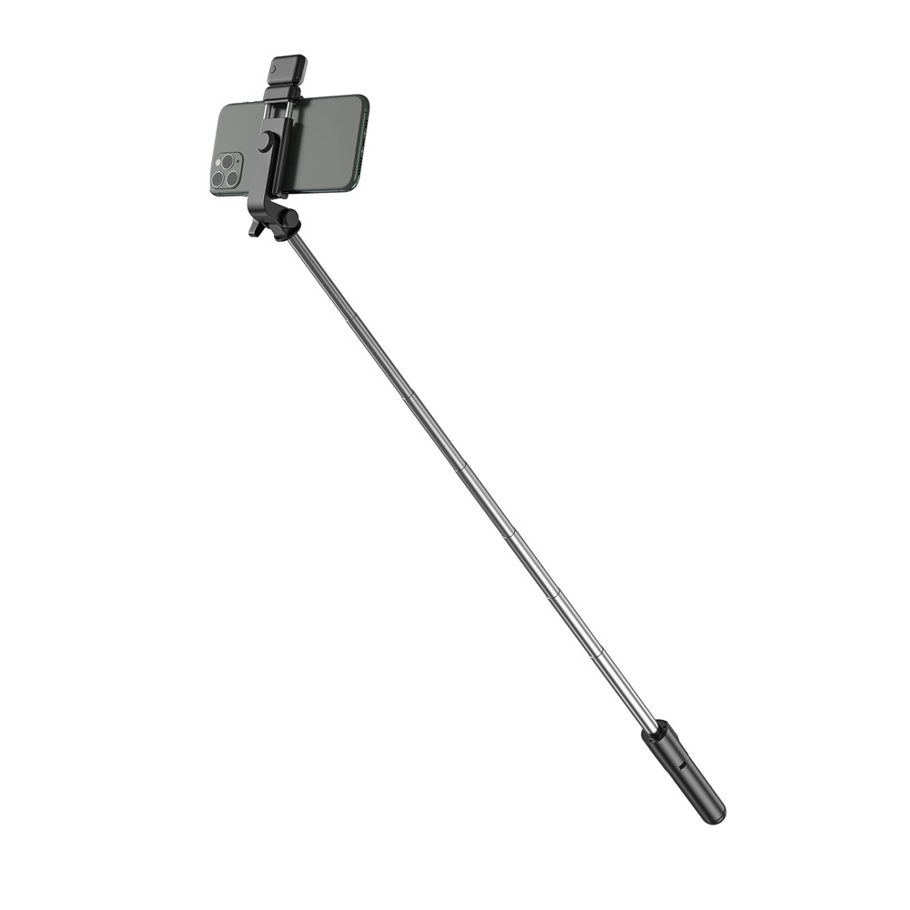 H1S 100cm Retractable Integrated Bluetooth Tripod Phone Holder Portable Adjustable Selfie Stick with Light - Black-4