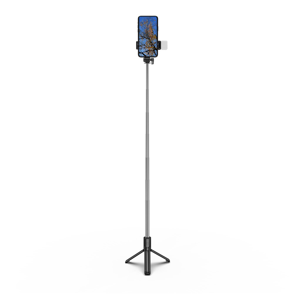 H1S 100cm Retractable Integrated Bluetooth Tripod Phone Holder Portable Adjustable Selfie Stick with Light - Black-5