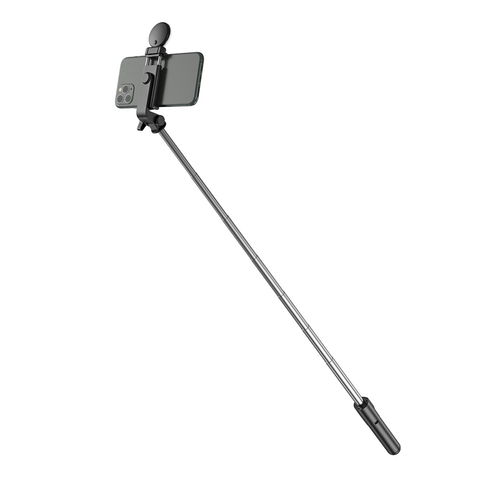 H1X 100cm Retractable Bluetooth Tripod Phone Holder Portable Adjustable Selfie Stick with Round Light - Black-4