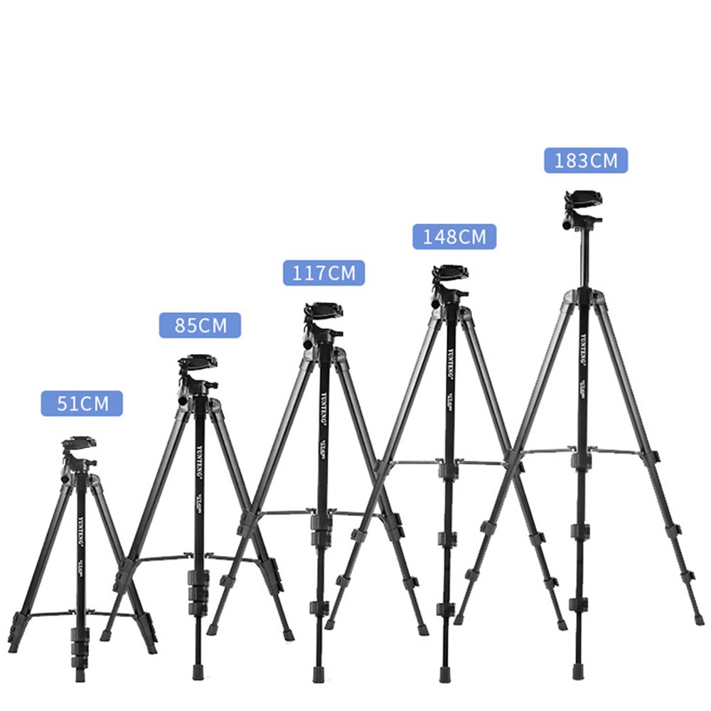 YUNTENG VCT-618N Portable Aluminum Alloy Tripod Stand Extendable Photography Tripod 360-Degree Rotating Gimbal Stabilizer Shockproof Camera Mount for SLR/Digital SLR-3