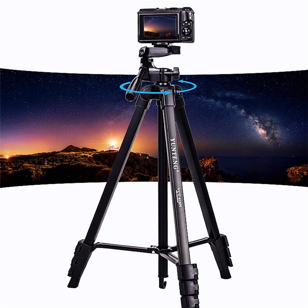 YUNTENG VCT-618N Portable Aluminum Alloy Tripod Stand Extendable Photography Tripod 360-Degree Rotating Gimbal Stabilizer Shockproof Camera Mount for SLR/Digital SLR-5
