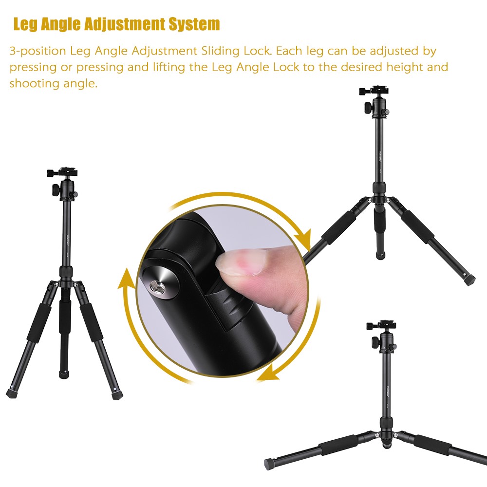 YUNTENG VCT-190 Professional Camera Tripod Stand Portable Monopod with Ball Head 5-Section Adjustable Camera Tripod for SLR ILDC Camcorder DV-3