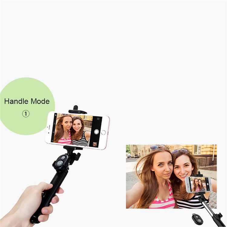 qq-1 75cm Extendable Selfie Stick Tripod Stand Phone Clip Holder with Wireless Bluetooth Remote Control - Black-8