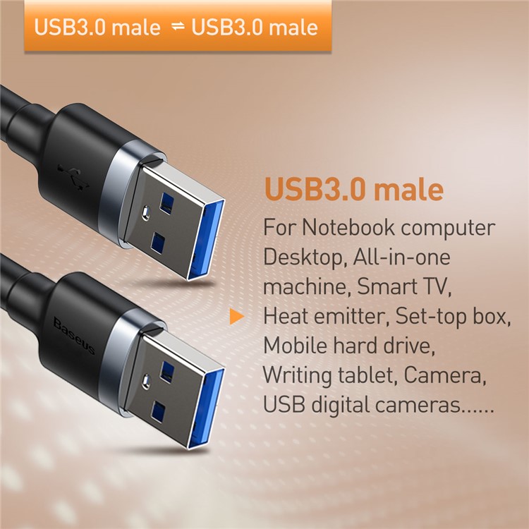 BASEUS Cabo Cafule USB 3.0 Macho Para USB 3.0 Macho Cabo 2A 1m-5