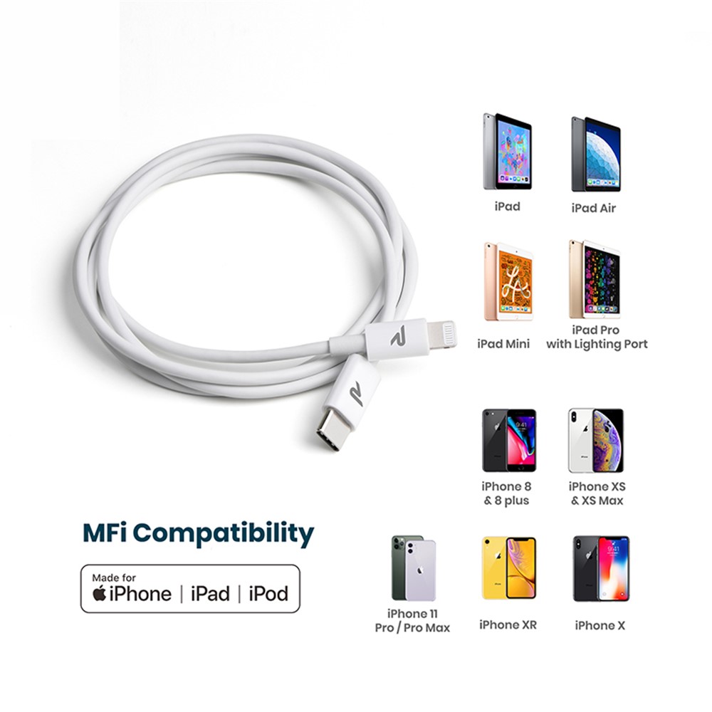 RAMPOW 2M USB-C to Lightning 8Pin MFi Certified Fast Charging Cord Supports Power Delivery-6