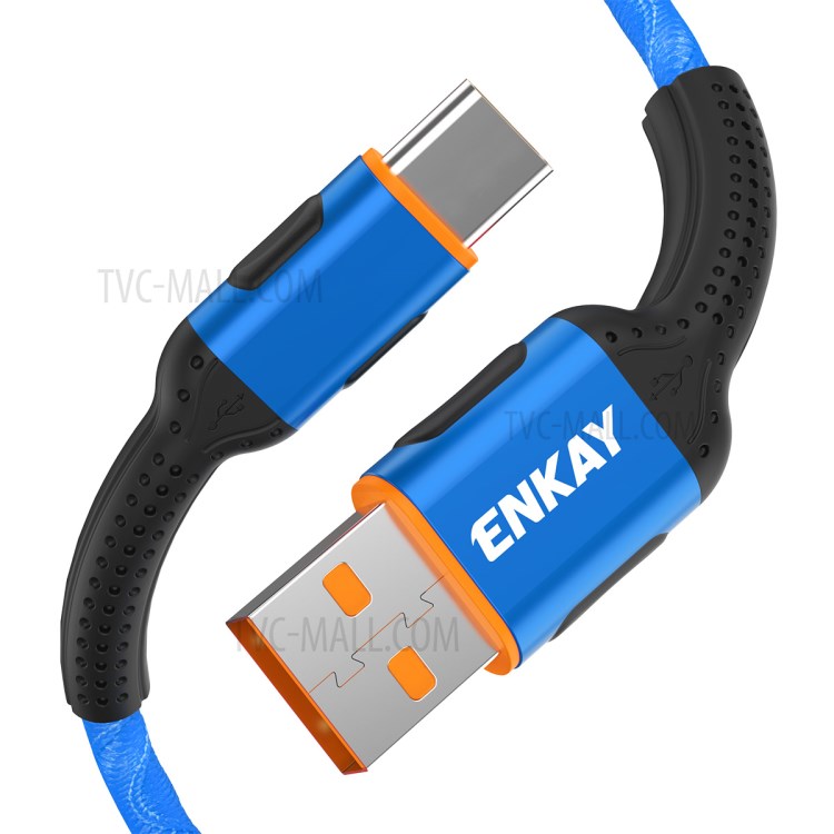 ENKAY ENK-CB103 Weaving USB 2.0 to Type-C 2.4A Data Sync Charging Cable, 1m - Blue