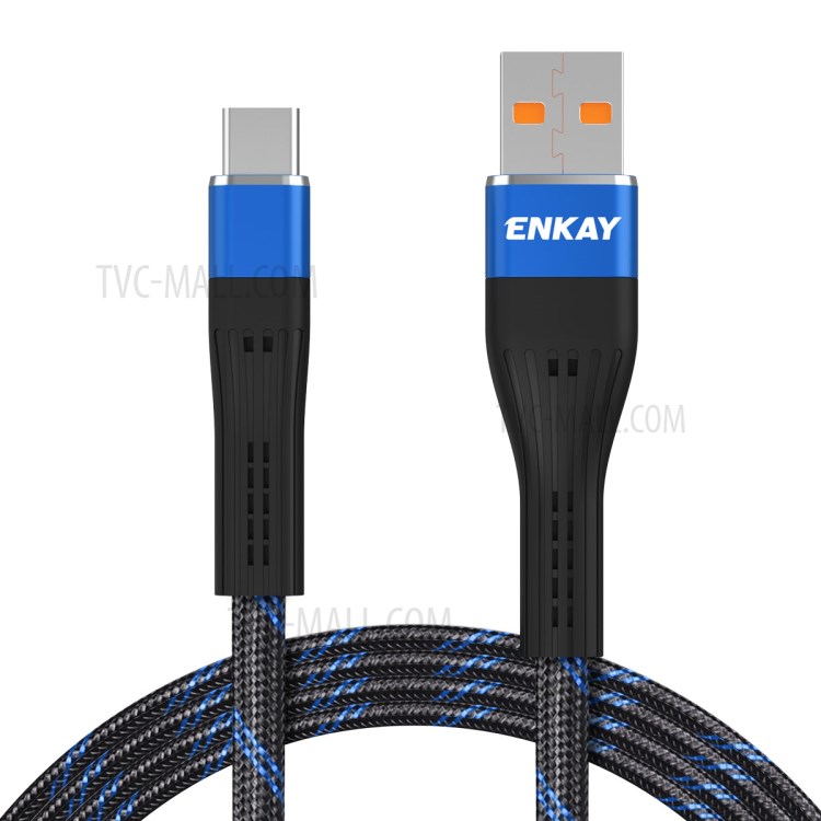 ENKAY ENK-CB101 Two-tone USB 2.0 to Type-C Charge Data Sync Nylon Cable 1m 2.4A - Blue-1