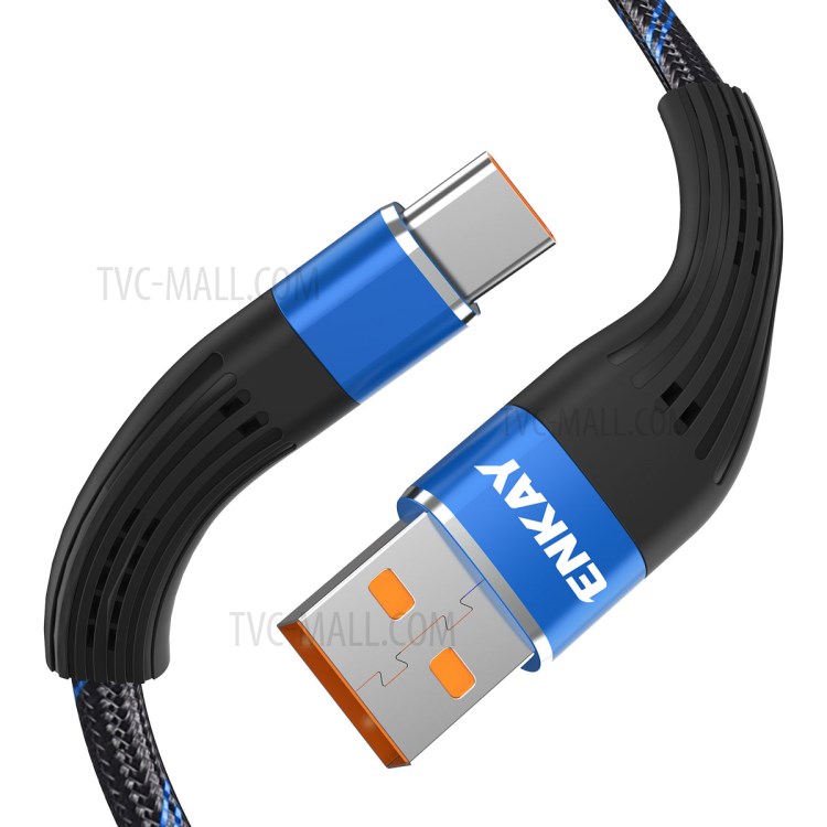 ENKAY ENK-CB101 Two-tone USB 2.0 to Type-C Charge Data Sync Nylon Cable 1m 2.4A - Blue-2