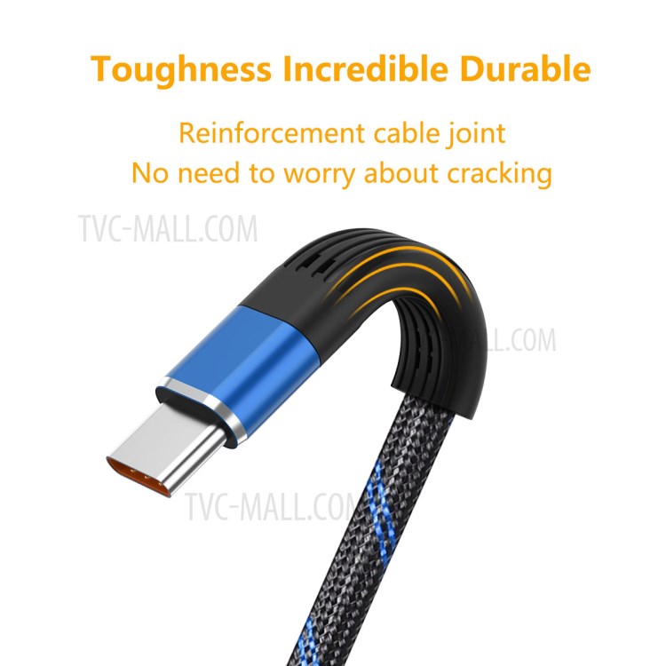 ENKAY ENK-CB101 Two-tone USB 2.0 to Type-C Charge Data Sync Nylon Cable 1m 2.4A - Blue-5