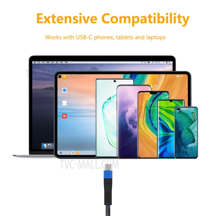 ENKAY ENK-CB101 Two-tone USB 2.0 to Type-C Charge Data Sync Nylon Cable 1m 2.4A - Blue-8