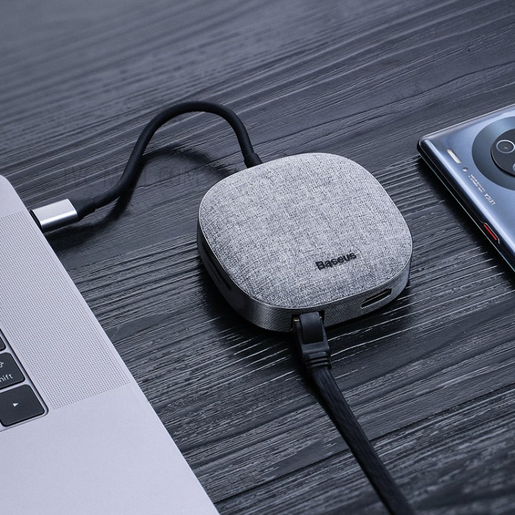 Tela BASEUS 7 En 1 Concentrador De Tipo-c Con USB3.0 * 2 + HDMI * 1 + RJ45 * 1 + SD / TF + PD-6