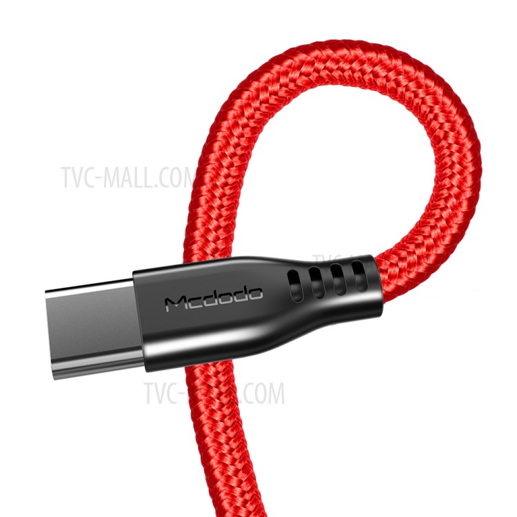 MCDODO Воин Серии Нейлон Плетеный Типа C Sync Данным По USB-кабель Для Зарядки, 1M - Красный-3