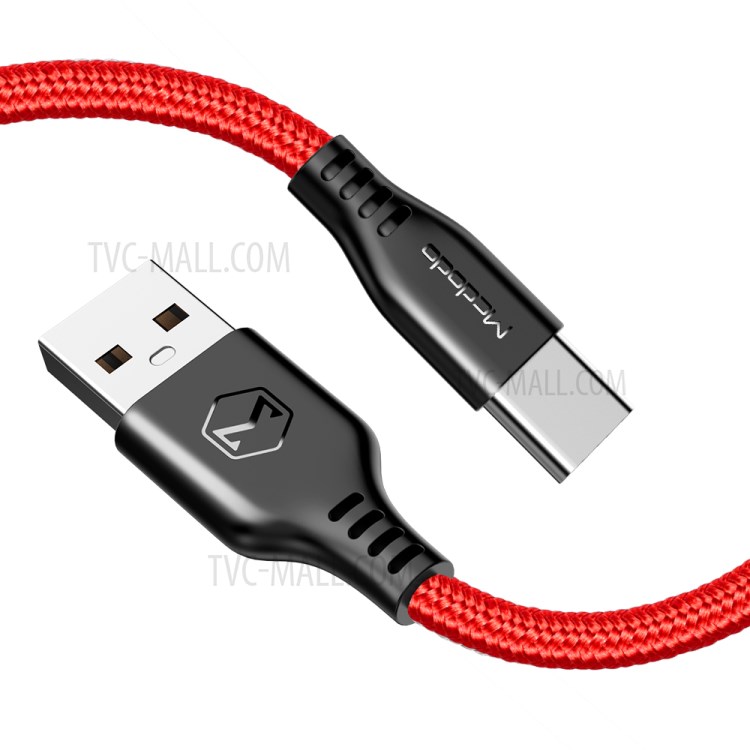 MCDODO Воин Серии Нейлон Плетеный Типа C Sync Данным По USB-кабель Для Зарядки, 1M - Красный-5